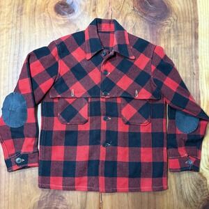 Vintage 50s Mongomery Ward Western Jacket 42 Wool Plaid Hunting Button Coat MM23